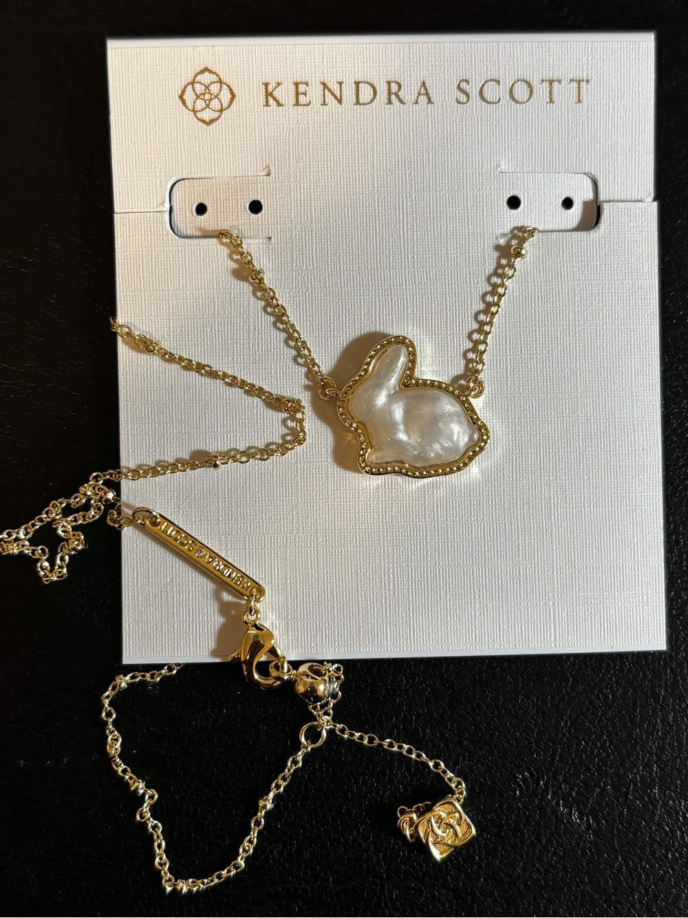 Kendra Scott Gold Bunny Pearl Pendant Necklace - White
